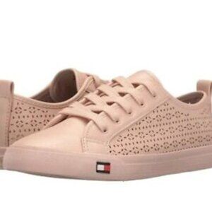 TOMMY HILFIGER Pink Perforated Leather Sneakers - size 8.5